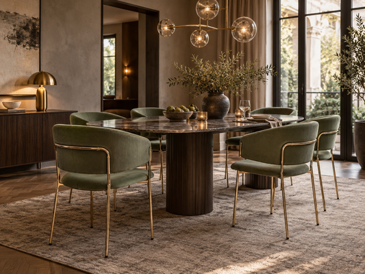 Green Corduroy Dining Chair Set of 4