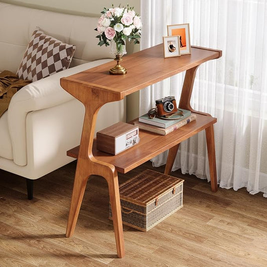 Wood 2-Tier Console Table