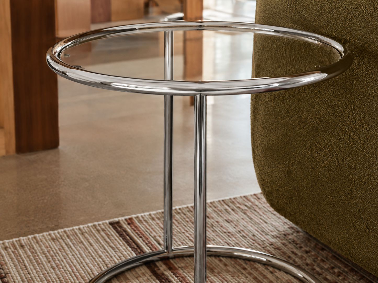 HAKU Glass Top Side Table with Chrome Frame