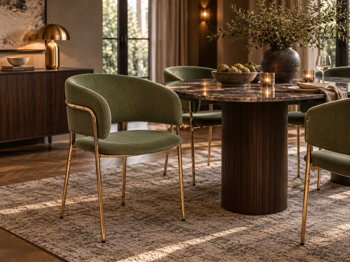 Green Corduroy Dining Chair Set of 4
