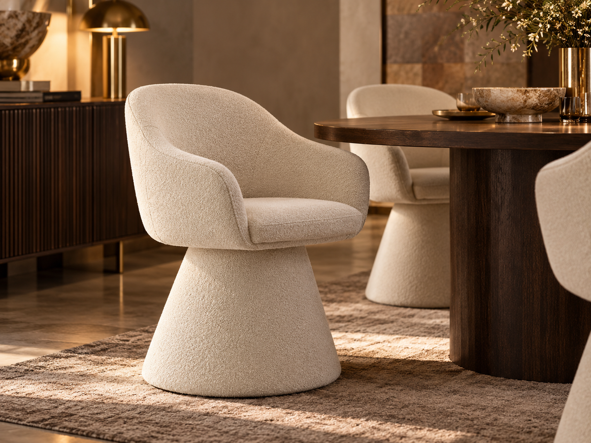Beige Swivel Dining Chair — Set of 4