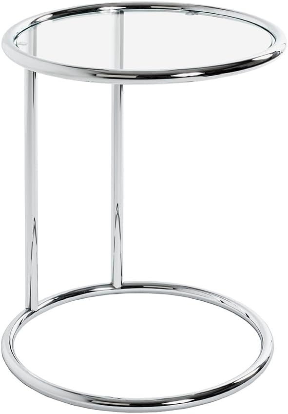 HAKU Glass Top Side Table with Chrome Frame