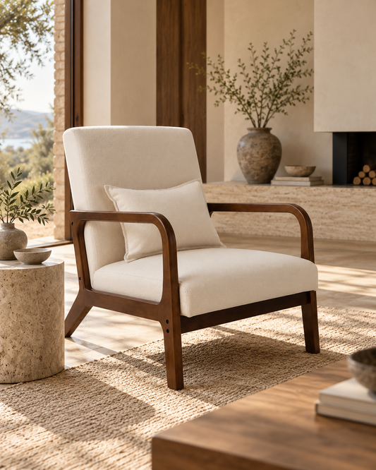 Costway Upholstered Wooden Lounge Chair