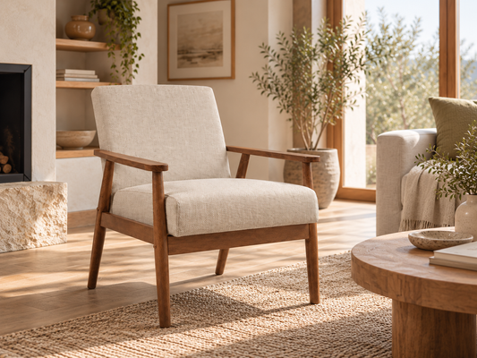 Linen-Look Upholstered Lounge Chair