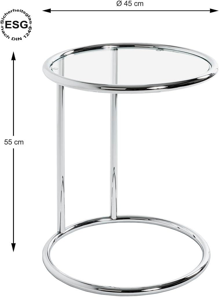 HAKU Glass Top Side Table with Chrome Frame