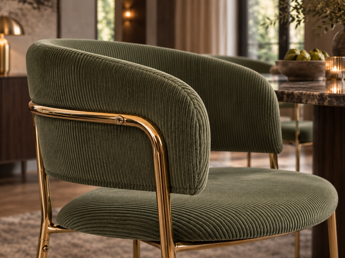 Green Corduroy Dining Chair Set of 4