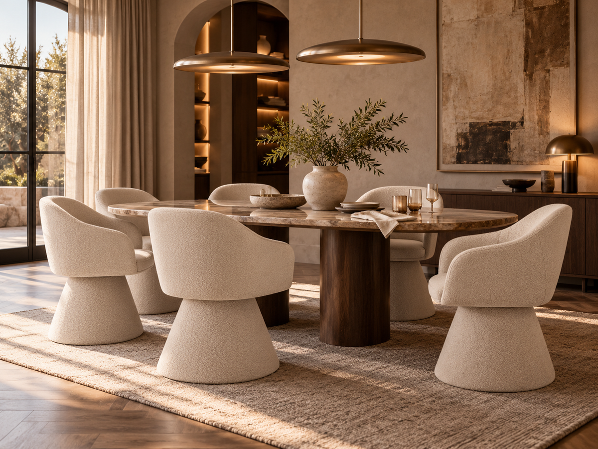 Beige Swivel Dining Chair — Set of 4