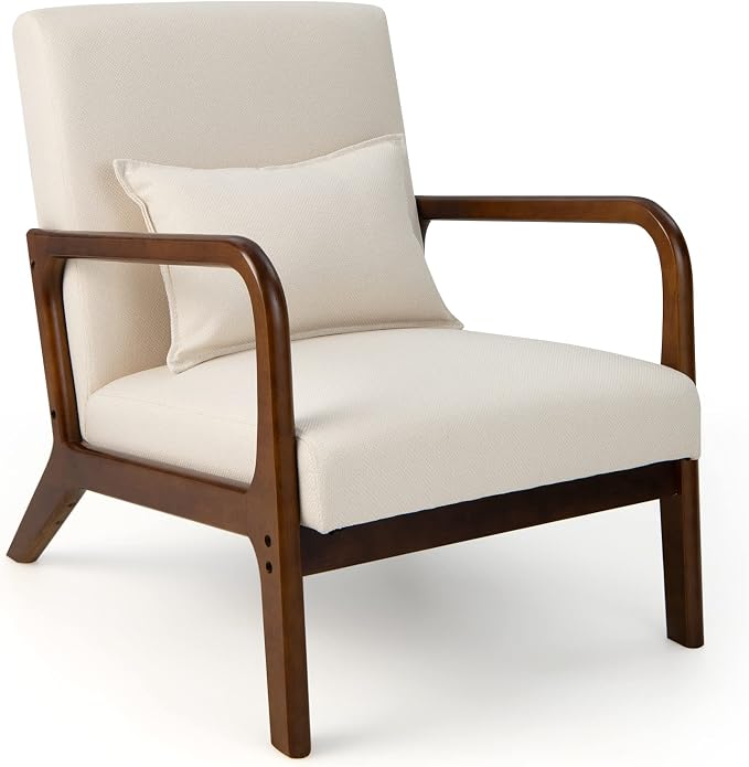 Costway Upholstered Wooden Lounge Chair