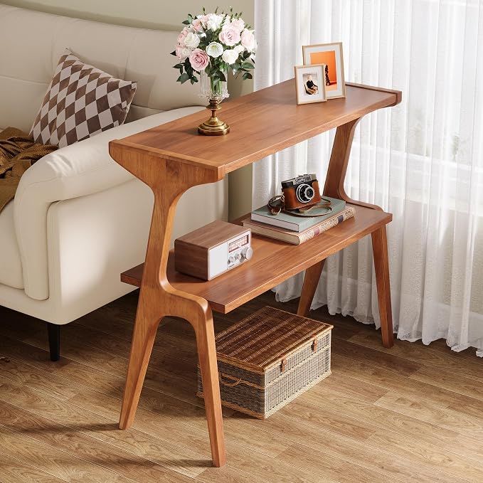 Wood 2-Tier Console Table