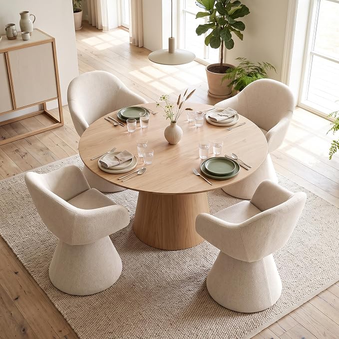 Beige Swivel Dining Chair — Set of 4