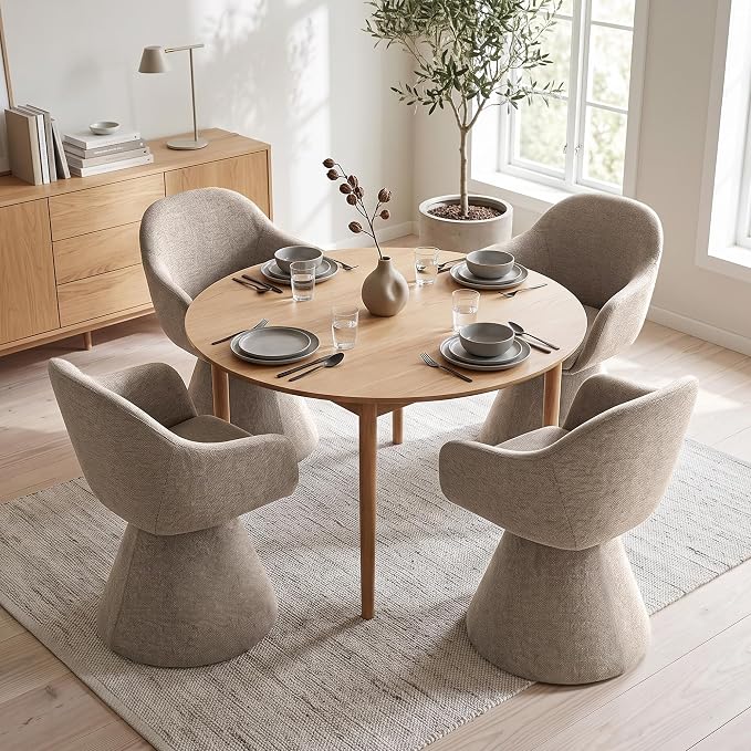 Beige Swivel Dining Chair — Set of 4