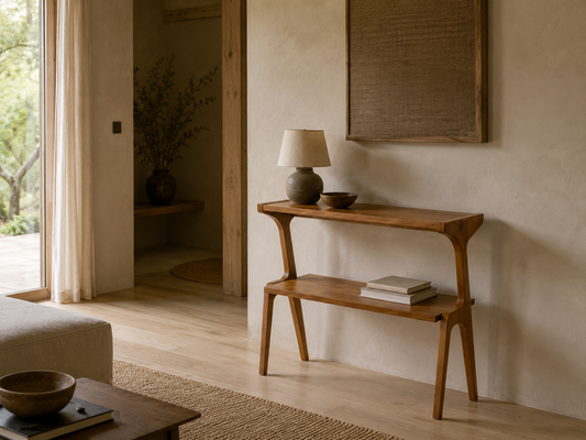 Wood 2-Tier Console Table