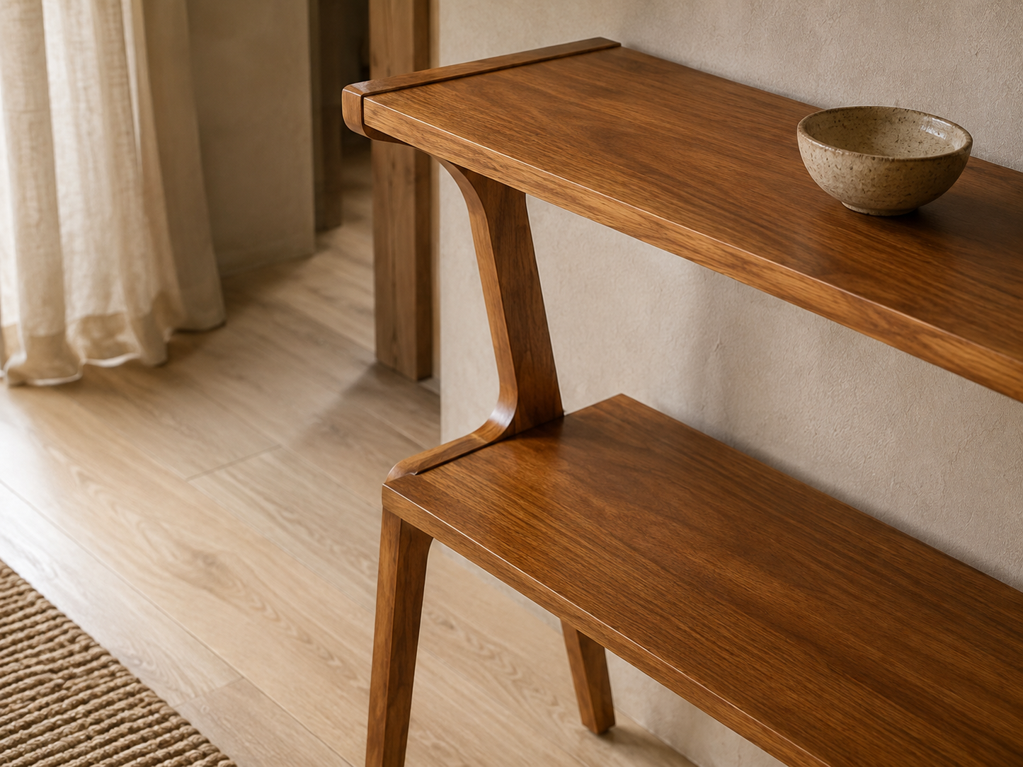 Wood 2-Tier Console Table